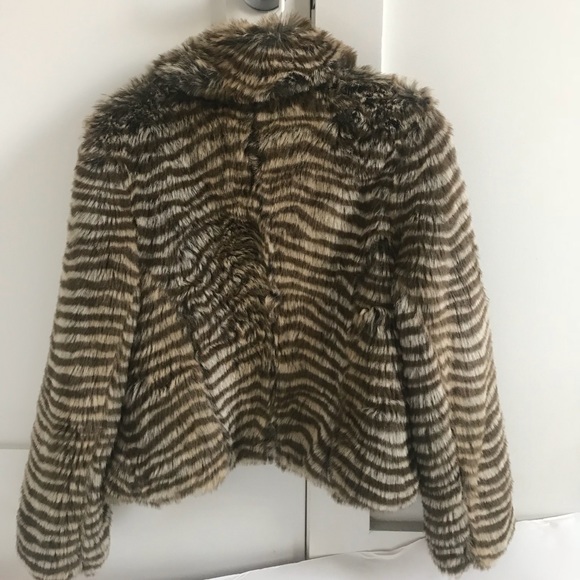 Vintage Faux Fur Animal Stripe Print Jacket - Picture 2 of 8